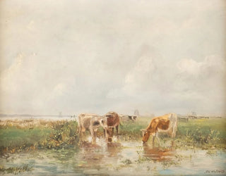 Cows in a marsh - Hermanus Gerhardus Wolbers — artwork view