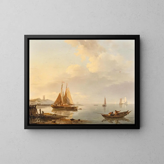 Naviguer dans des eaux calmes - Hermanus Koekkoek — framed artwork on a wall