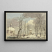 City gate with turret in winter, a long bridge leads to the canal towards a alley - Hermanus Numan — framed artwork on a wall