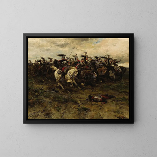 A cavalry charge - Hermanus Willem Koekkoek — framed artwork on a wall