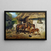 Horses hitched near the stable building - Hermine Biedermann-Arendts — framed artwork on a wall