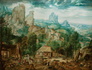 Landscape with a Foundry - Herri met de Bles — artwork view