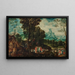 Saint John the Baptist preaching in the desert with the Baptism of Christ in the background - Herri met de Bles — framed artwork on a wall