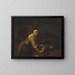 a Servant washing pots in a kitchen - Heyman Dullaert — framed artwork on a wall