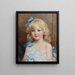 Portrait of a girl in a blue dress - Heywood Hardy — framed artwork on a wall