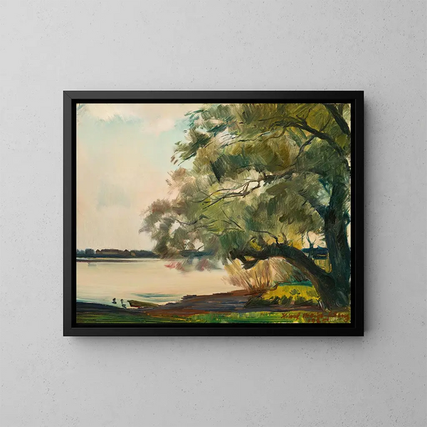 Old willow on Frauenchiemsee - Hiasl Maier-Erding — framed artwork on a wall