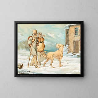 Scene on the Saint Bernard - Hieronymus Hess — framed artwork on a wall