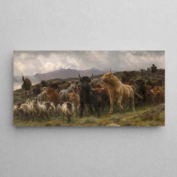 Reproduction of the painting Highland Raid Painting - Rosa Bonheur