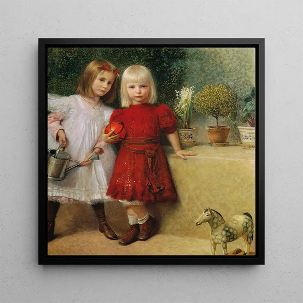 Hilda and Franzi von Matsch, the artist's children - Franz von Matsch — framed artwork on a wall