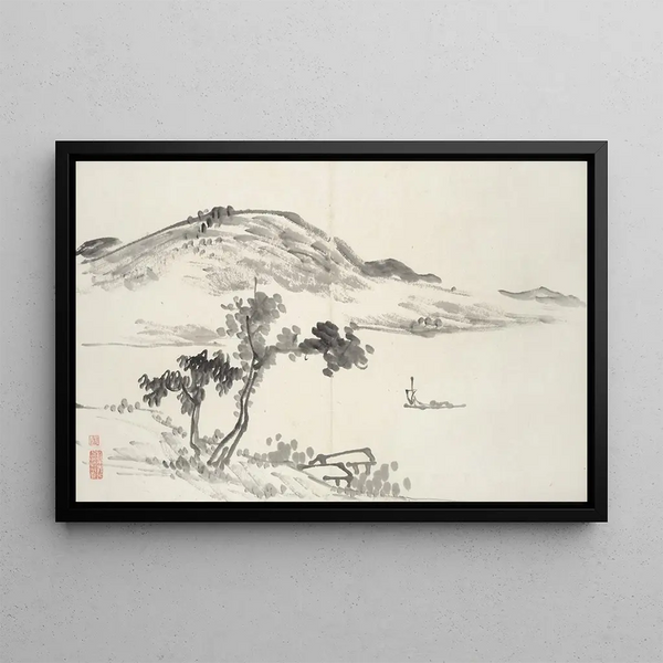 Album de quinze peintures à l'encre Pl05 - Hine Taizan — framed artwork on a wall