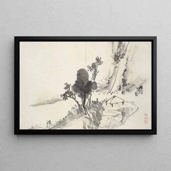 Album de quinze peintures à l'encre Pl08 - Hine Taizan — framed artwork on a wall