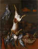 Hunting still life painting with a hare - Hinrich Stravius — artwork view