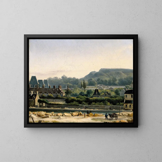 Vue de l'Hôpital Saint-Louis et des Buttes-Chaumont - Hippolyte Benjamin Adam — framed artwork on a wall