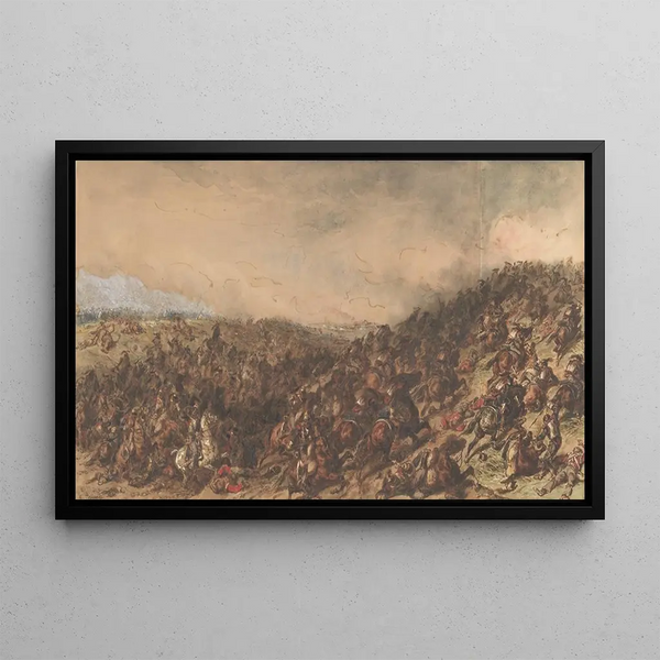 Battle scene at Waterloo - Hippolyte Bellangé — framed artwork on a wall