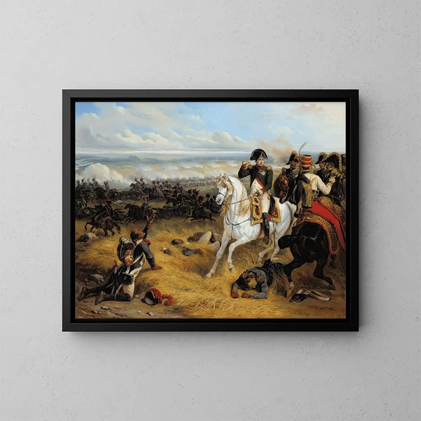 Napoleon at Wagram - Hippolyte Bellangé — framed artwork on a wall
