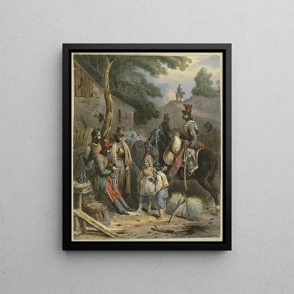 The bivouac - Hippolyte Bellangé — framed artwork on a wall