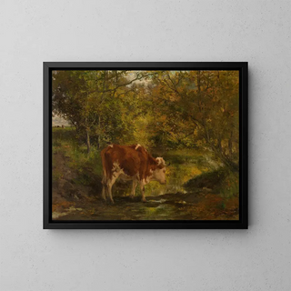 Cow in the ditch - Hippolyte Boulenger — framed artwork on a wall