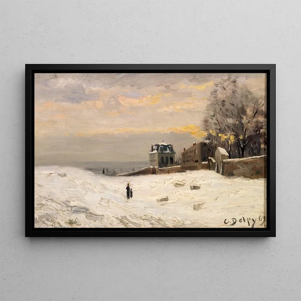 Snow in Montmartre - Hippolyte Camille Delpy — framed artwork on a wall