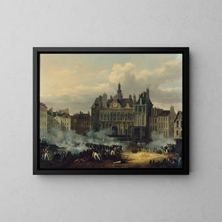Assault on the Town Hall on July 28, 1830 - Hippolyte Lecomte — framed artwork on a wall