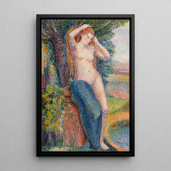 Bather Combing Hair - Hippolyte Petitjean — framed artwork on a wall