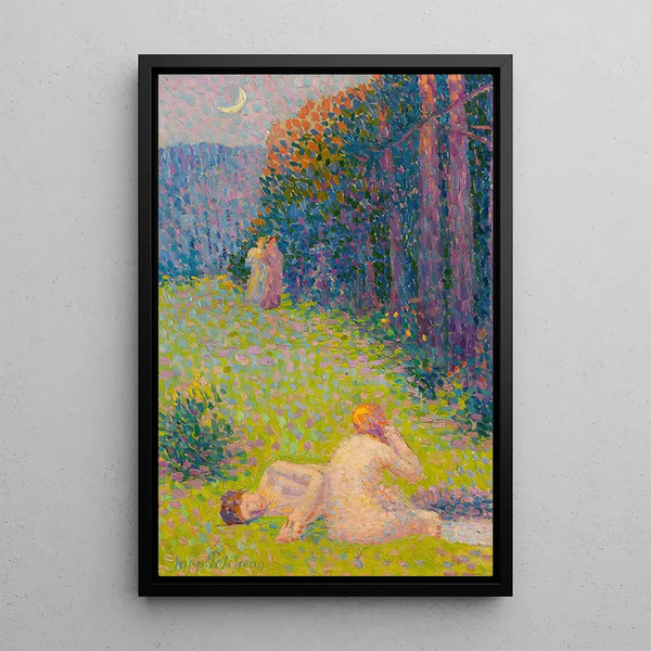 Bathers in a Summer Landscape - Hippolyte Petitjean — framed artwork on a wall