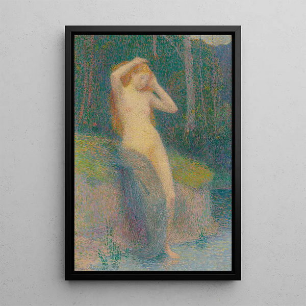 Nude in a landscape - Hippolyte Petitjean — framed artwork on a wall