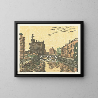Pont Sukiya - Hiratsuka Unichi — framed artwork on a wall