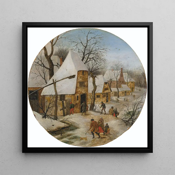 Winter Painting - Pieter Brueghel the Younger — framed artwork on a wall
