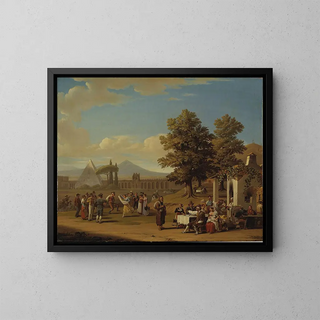 the Italian harvest festival at Monte Testaccio near Rome - Hjalmar Mörner — framed artwork on a wall