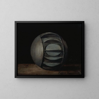 Sphere métallique utilisée pendant le siège de 1870-71 pour le transport des dépêches par eau - Hélène Vonoven — framed artwork on a wall