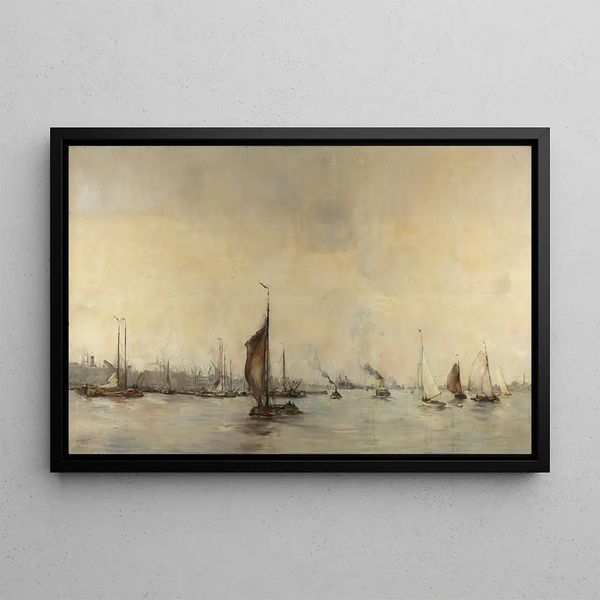View of the IJ from the locks of Orange at Schellingwoude to the west - Hobbe Smith — framed artwork on a wall