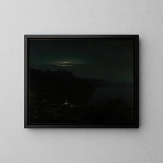 Hammershus au clair de lune - Holger Drachmann — framed artwork on a wall