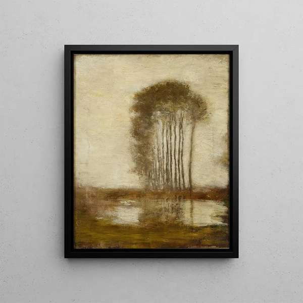 Landscape with Poplars - Homer Dodge Martin — framed artwork on a wall
