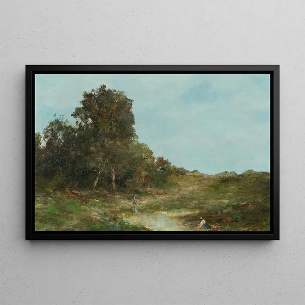 Lavandières au ruisseau - Homer Dodge Martin — framed artwork on a wall