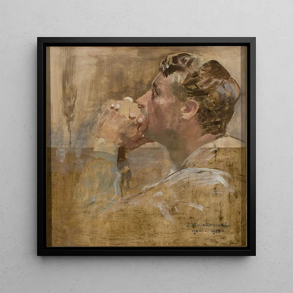 Man in prayer - Jacek Malczewski — framed artwork on a wall