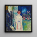 a man and woman near the window with potted plants - Edvard Munch — framed artwork on a wall