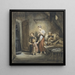 Man sick in bed with a woman and two children beside him - Ary Scheffer — framed artwork on a wall