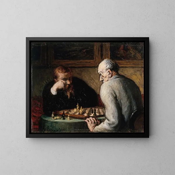 Chess Players - Honoré Daumier — framed artwork on a wall