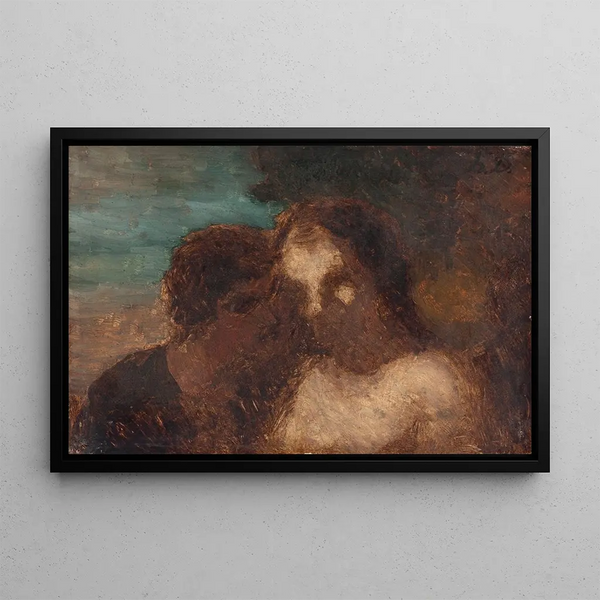 La Confidence ou Le Baiser de Judas - Honoré Daumier — framed artwork on a wall
