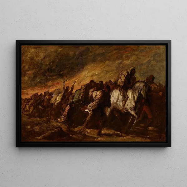 Les Fugitifs - Honoré Daumier — framed artwork on a wall