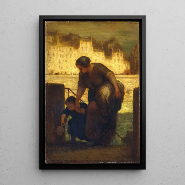 La Blanchisseuse - Honoré Daumier — framed artwork on a wall