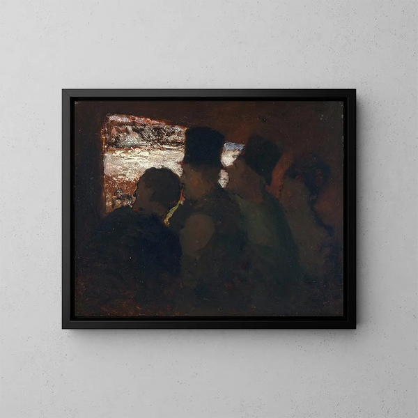 Public theatre painting - Honoré Daumier — framed artwork on a wall
