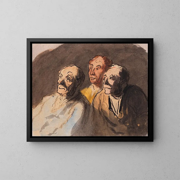 Three Spectators - Honoré Daumier — framed artwork on a wall