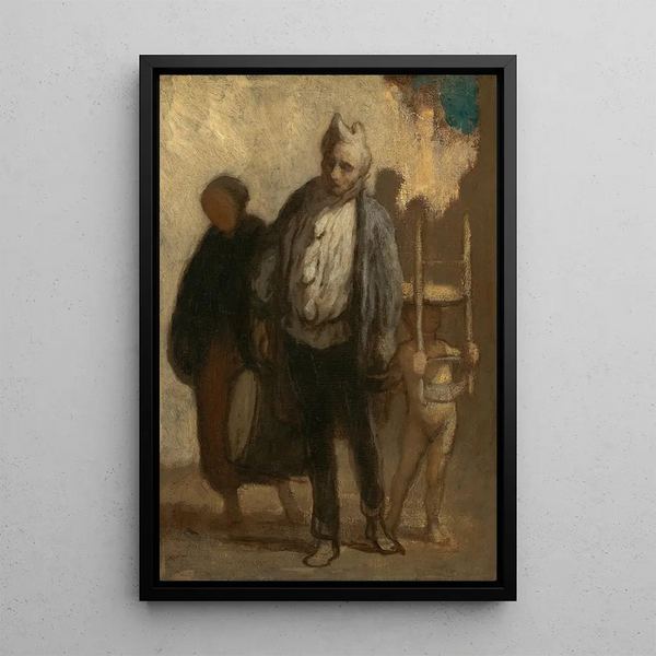 Saltimbanques errants - Honoré Daumier — framed artwork on a wall