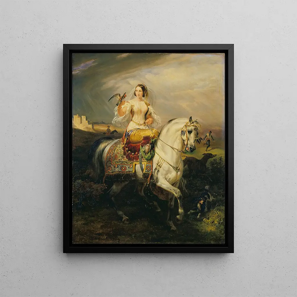 A Algerian Lady Hawking - Horace Vernet — framed artwork on a wall