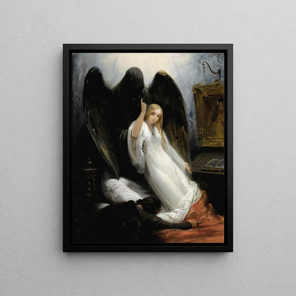 La Mort et la Jeune Fille - Horace Vernet — framed artwork on a wall