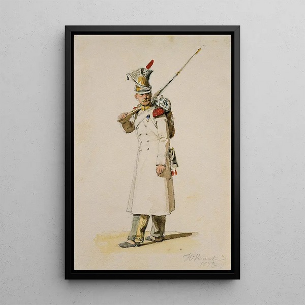 Grenadier of the Vistula Legion - Horace Vernet — framed artwork on a wall