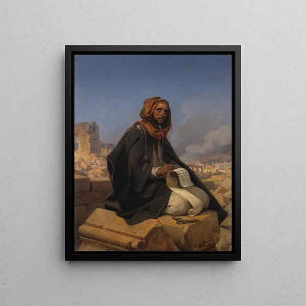 Jérémie sur les ruines de Jérusalem - Horace Vernet — framed artwork on a wall
