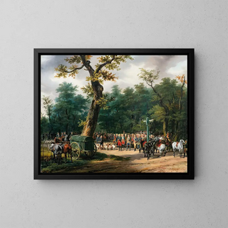 The Last Hunt of Louis XVI at Fontainebleau - Horace Vernet — framed artwork on a wall