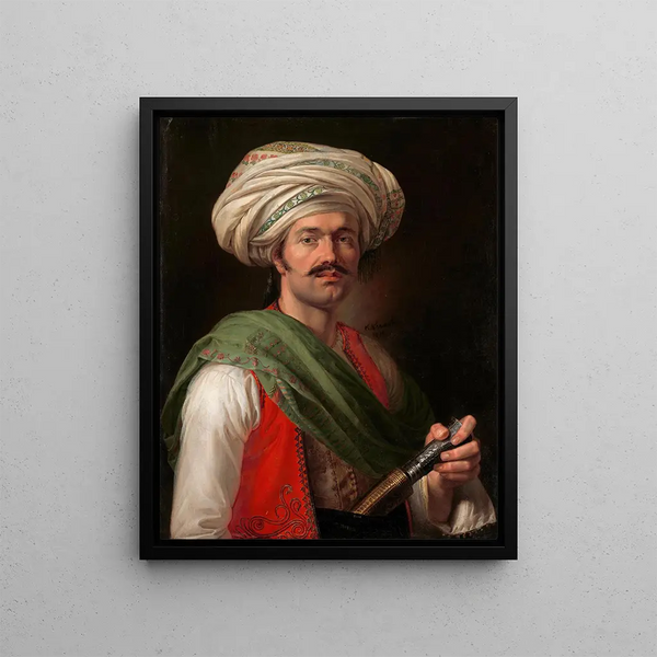 Portrait of a Mameluke called Roustam Raza - Horace Vernet — framed artwork on a wall